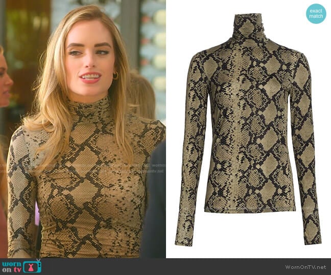 Sportmax Fly Python-Print Long-Sleeve Mockneck Top worn by Alexandra Jarvis (Alexandra Jarvis) on Selling the OC
