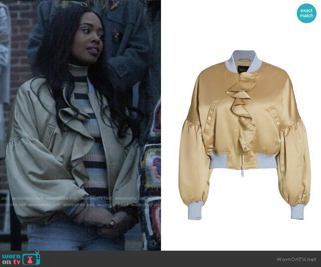 Stine Goya Briar Duchesse Bomber Jacket worn by Faran Bryant (Zaria) on Pretty Little Liars Original Sin