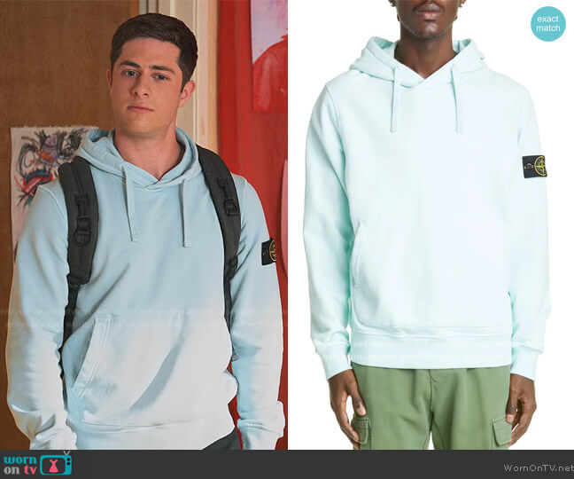 Stone Island Logo Patch Cotton Hoodie worn by (Jaren Lewison) on Never Have I Ever