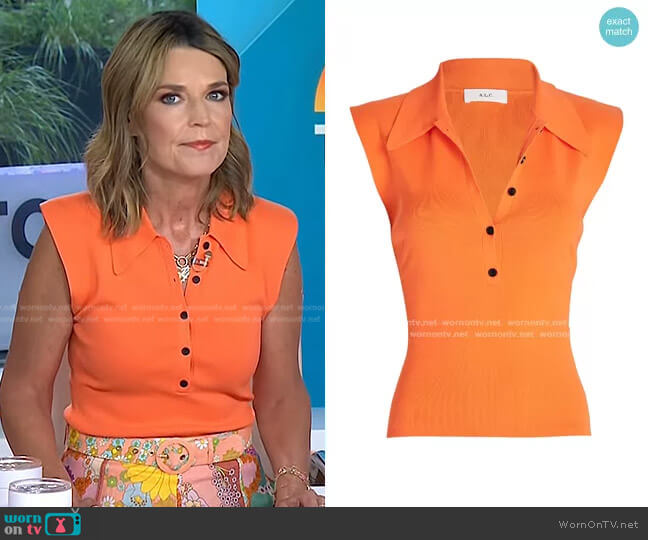 A.L.C. Taylor Rib Knit Polo Top worn by Savannah Guthrie on Today