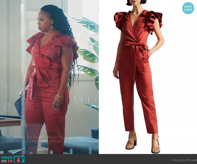 Ted Baker Karine Ruffled Jumpsuit worn by Malika (Toccarra Cash) on Everythings Trash