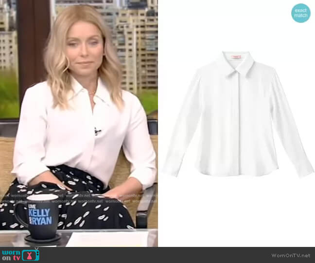 Numi The Simone Button-Up Blouse in White worn by Kelly Ripa on Live with Kelly and Mark