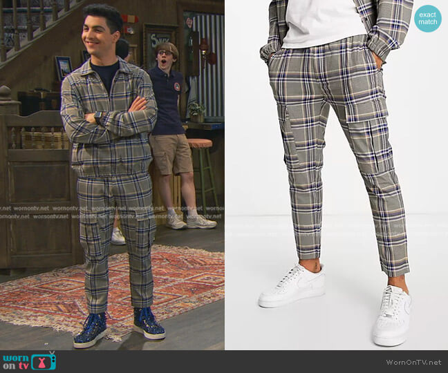 Topman Skinny Cargo Check Pants worn by Parker Preston (Trevor Tordjman) on Bunkd
