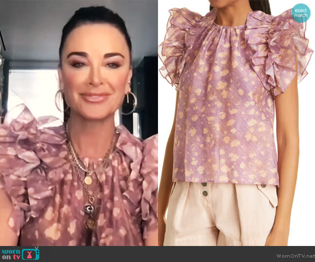 Ulla Johnson Manon Silk Blend Blouse worn by Kyle Richards on E! News