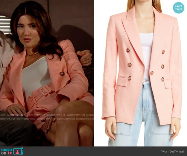 Veronica Beard Gaya Jacket in Heathered Bright Coral worn by Steffy Forrester (Jacqueline MacInnes Wood) on The Bold and the Beautiful