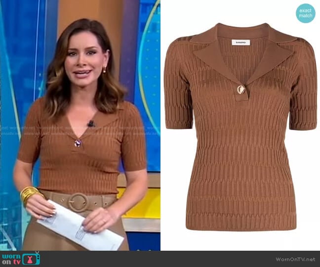 Sandro Victor Rib-Knit Sweater worn by Rebecca Jarvis on Good Morning America