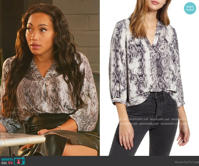 Vince Camuto Snake Print Rumple Blouse worn by Brandi Marshall (Brandi Marshall) on Selling the OC