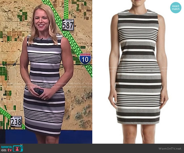 Calvin Klein Stripe Sheath Dress worn by Lauren Rainson on Today