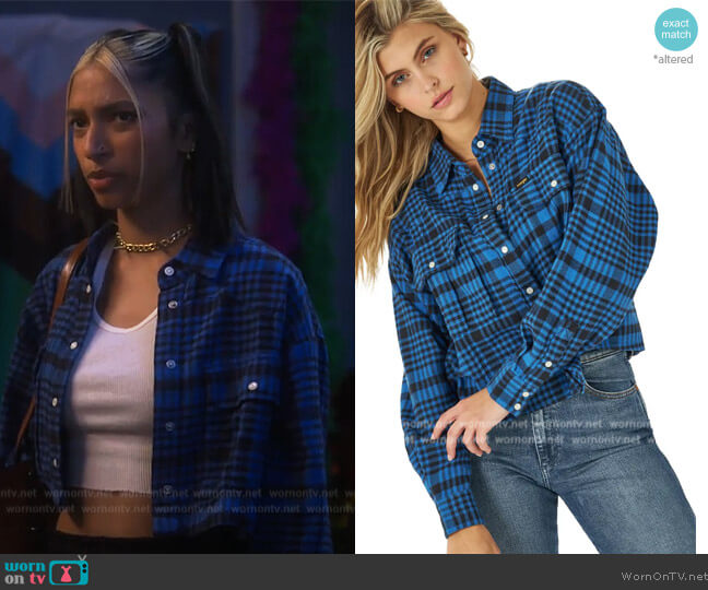 Wrangler Western Utility Cotton Shirt Jac-ket worn by Zaara (Tara Raani) on Grown-ish
