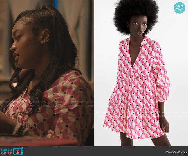 Zara Printed Short Dress worn by (Antonyah Allen) on The Chi