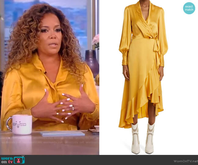 Zimmermann Long Sleeve Silk Wrap Dress worn by Sunny Hostin on The View