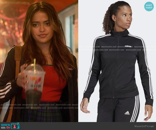 Adidas Essentials Tricot Track Jacket worn by Noa Olivar (Maia Reficco) on Pretty Little Liars Original Sin