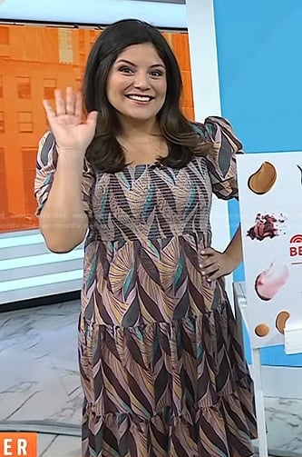 Adrianna’s print smocked dress on Today