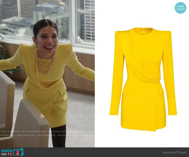 Alex Perry Rae Draped-Detailed Satin Crepe Mini Dress worn by Nikki Ramos (Ginger Gonzaga) on She-Hulk Attorney at Law