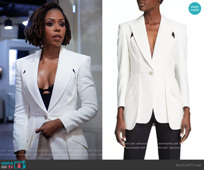 Alexander McQueen Crepe Cutout Blazer Jacket worn by Andrea Barnes (Kj Smith) on Tyler Perrys Sistas