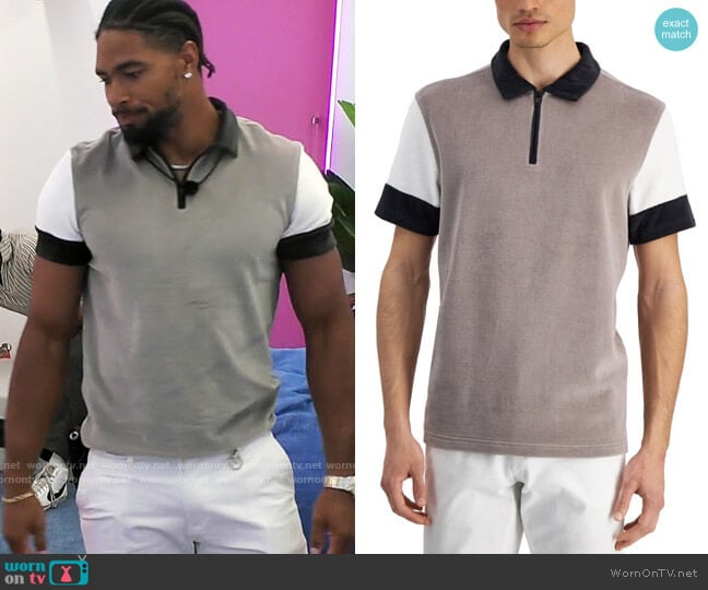 Alfani Colorblocked Polo worn by Jesse Bray on Love Island USA