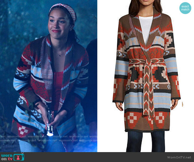 a.n.a. Geometric Cardigan worn by Gina (Sofia Wylie) on High School Musical The Musical The Series