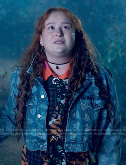 Ashlyn’s heart print denim jacket on High School Musical The Musical The Series