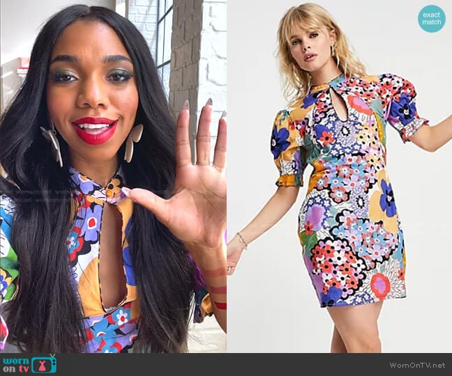 Asos Floral Print Keyhole Cotton Poplin Minidress worn by Zelda Grant (Teala Dunn) on Good Trouble
