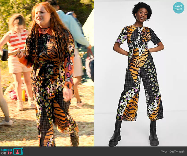 ASOS Design Ruched Detail Belted Jumpsuit in Bright Mixed Print worn by Ashlyn (Julia Lester) on High School Musical The Musical The Series