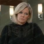 Ava’s black sheer heart blouse on General Hospital
