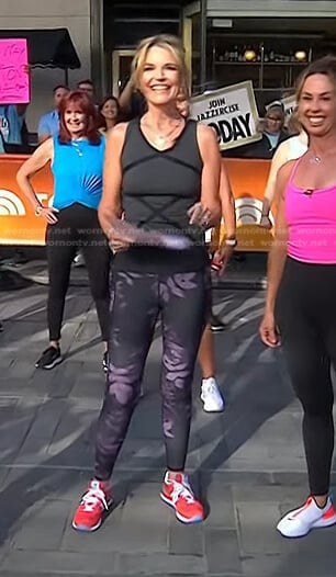Savannah’s black tank and floral leggings on Today