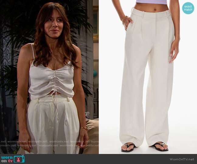 Babaton Pleated Pants in Bone worn by Taylor Hayes (Krista Allen) on The Bold and the Beautiful