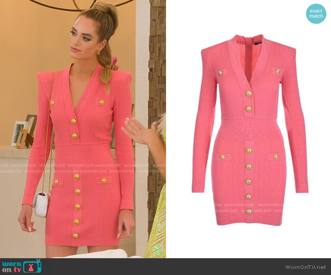 Balmain Strong-Shoulder Knit Mini Dress worn by Alexandra Jarvis (Alexandra Jarvis) on Selling the OC