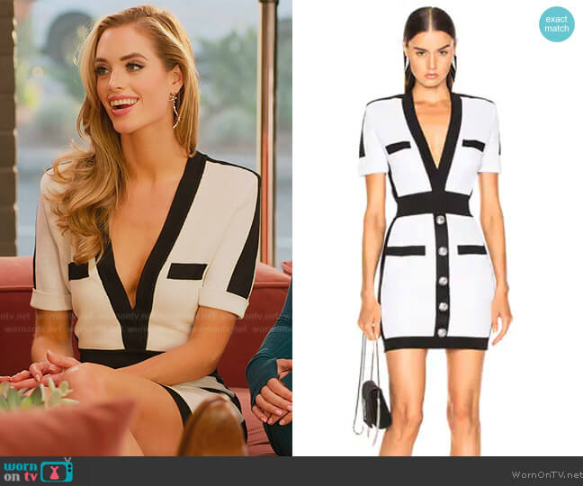 Balmain Contrast Trim Lurex Short Sleeve Mini Dress worn by Alexandra Jarvis (Alexandra Jarvis) on Selling the OC