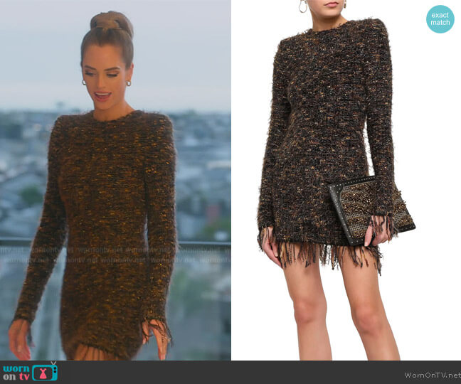 Balmain Fringed tweed mini dress worn by Alexandra Jarvis (Alexandra Jarvis) on Selling the OC
