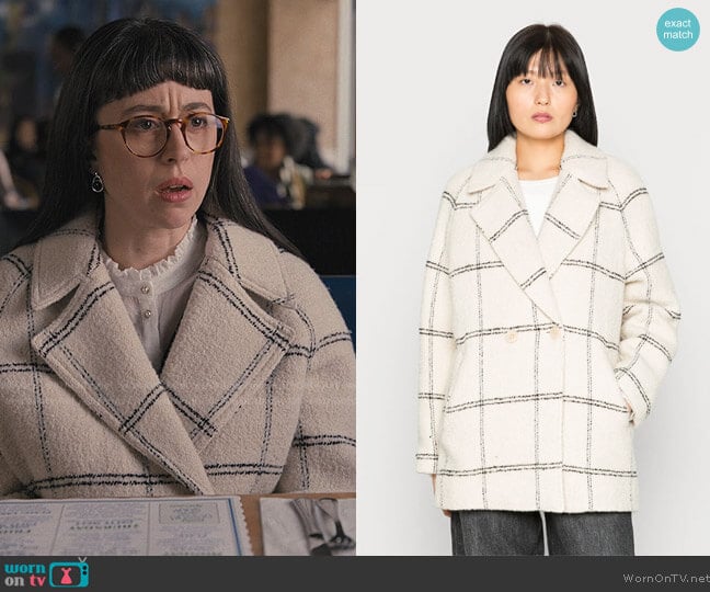 Banana Republic Windowpane Soft Coat worn by (Adina Verson) on Only Murders in the Building