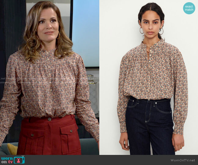 ba&sh Freja Blouse worn by Chelsea Lawson (Melissa Claire Egan) on The Young and the Restless