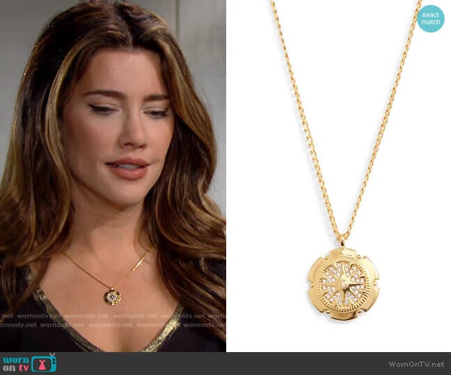 Baublebar Estella Compass Pendant Necklace worn by Steffy Forrester (Jacqueline MacInnes Wood) on The Bold and the Beautiful