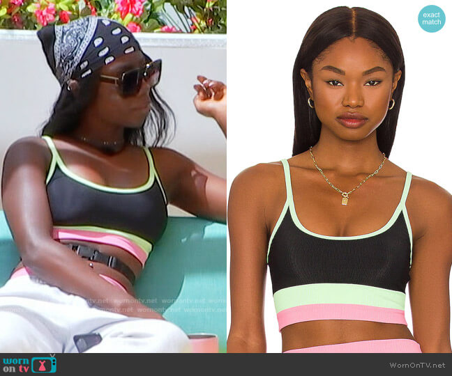 Beach Riot Eva Bikini Top in Pretty Pastels worn by Sereniti Springs on Love Island USA