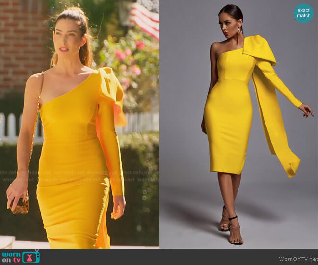 Bella Barnett Abbey Yellow One Shoulder Bandage Dress worn by Polly Brindle (Polly Brindle) on Selling the OC