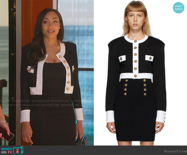 Balmain Black and White Buttoned Short Jacket worn by Brandi Marshall (Brandi Marshall) on Selling the OC
