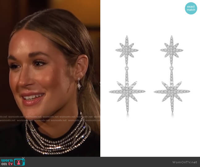 Brevani Diamond Double Starburst Earrings in 14kt White worn by Rachel Recchia on The Bachelorette