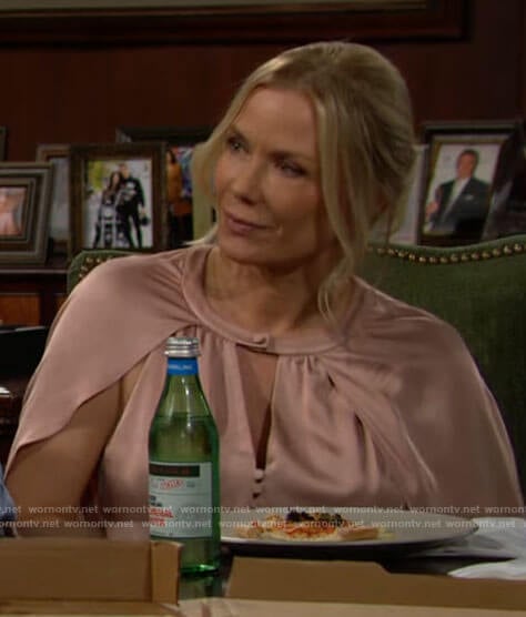 Brooke’s blush pink cape blouse on The Bold and the Beautiful