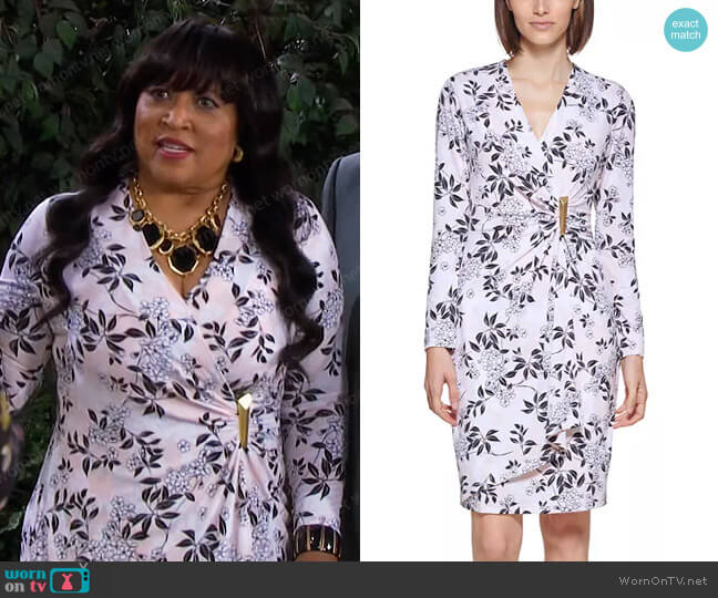 Calvin Klein Floral-Print Side-Bar-Detail Sheath Dress worn by Paulina Price (Jackée Harry) on Days of our Lives