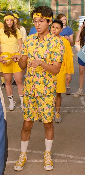 Carlos’s banana shirt and shorts on High School Musical The Musical The Series