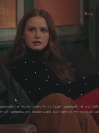 Cheryl’s black pearl embellished sweater on Riverdale