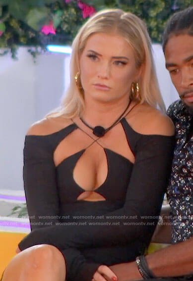 Deb’s black long sleeved cutout dress on Love Island USA