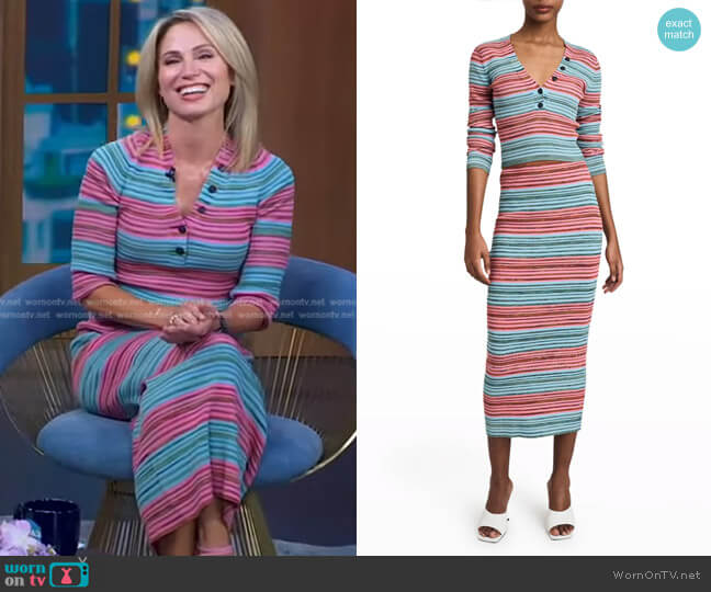 Derek Lam 10 Crosby Milana Crop Henley T-Shirt worn by Amy Robach on Good Morning America
