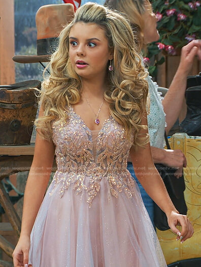 Destiny’s pink embellished tulle dress on Bunkd