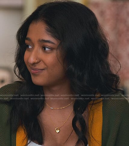 Devi’s heart necklace on Never Have I Ever