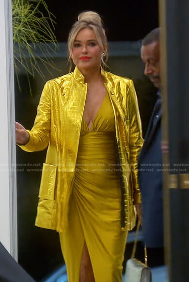 Diana’s yellow dress and gold crocodile jacket on The Real Housewives of Beverly Hills