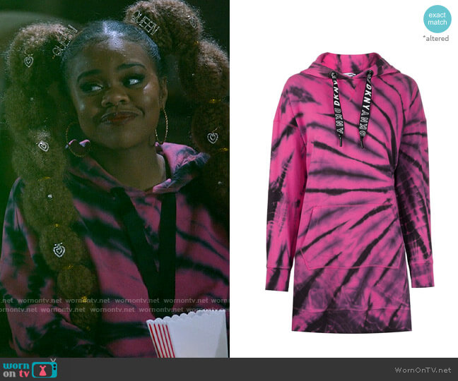 DKNY Oversized Hooded Tie-dye Sweatshirt worn by Kourtney (Dara Renee) on High School Musical The Musical The Series