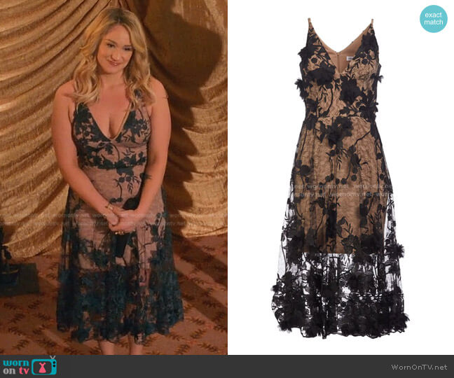 Dress The Population Audrey Embroidered Fit & Flare Dress worn by Davia (Emma Hunton) on Good Trouble