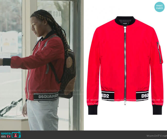 WornOnTV: Jake's red Dsquared2 bomber jacket on The Chi