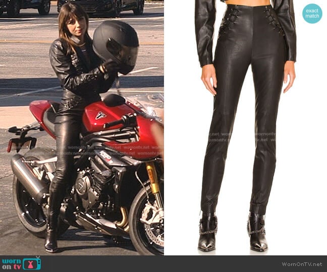 Dundas x Revolve Mercury Leather Pant worn by Susannah Robb (Elizabeth Cappuccino) on Tom Swift